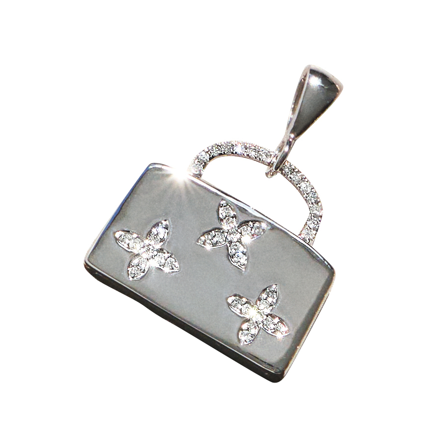 K18 0.15ctダイヤ バッグモチーフ ペンダントヘッド ダイヤモンド ジュエリー アクセサリー J74605