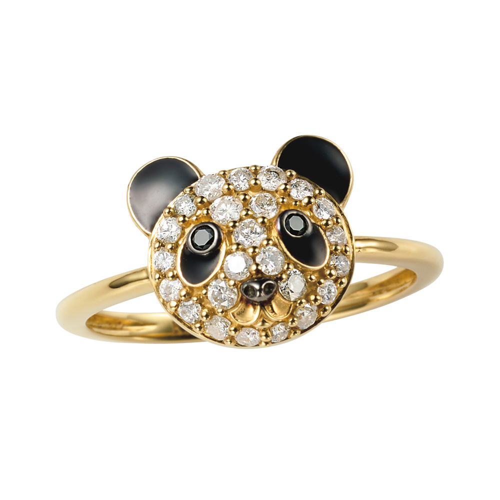 K18 0.35ctダイヤ パンダ リング ダイヤモンド ジュエリー アクセサリー J74811