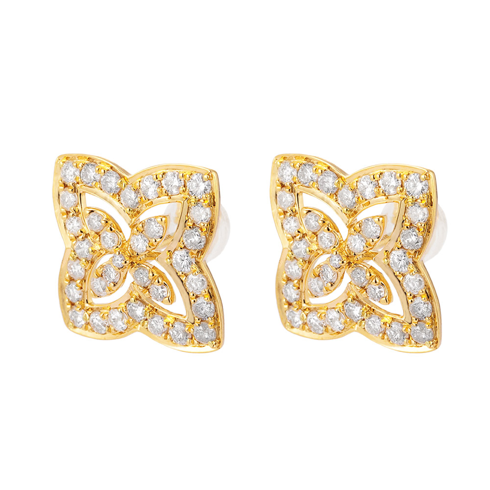 K18 1ctダイヤ フラワー ピアス ダイヤモンド ジュエリー アクセサリー J74814