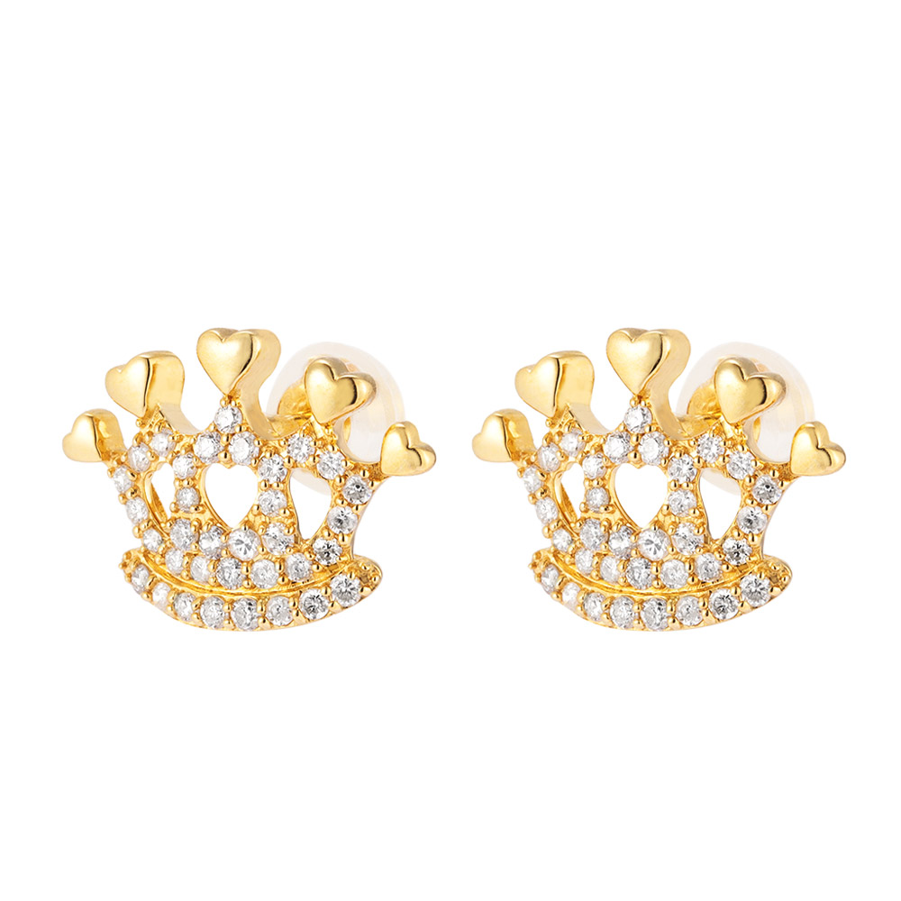 K18 0.4ctダイヤ クラウン ピアス ダイヤモンド ジュエリー アクセサリー J74815