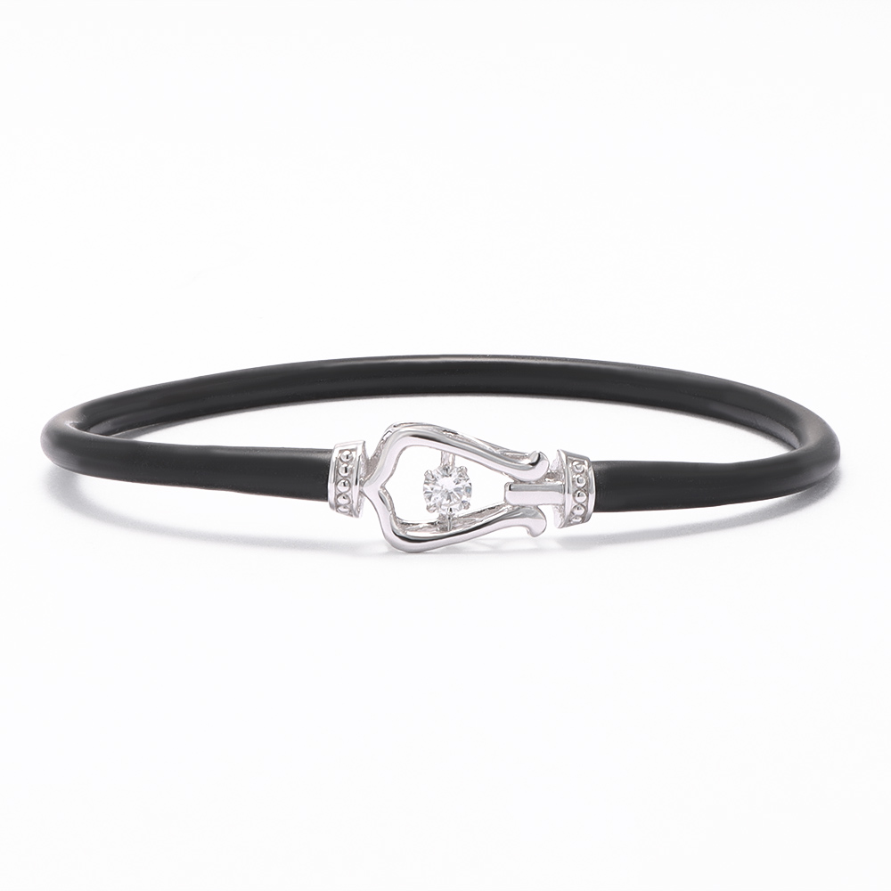 K10WG 0.15ct ダイヤ ラバーバングル ダイヤモンド ジュエリー アクセサリー J76144