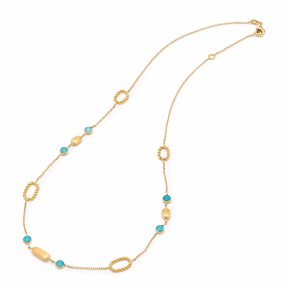 ≪60cm≫ UNOAERRE/ウノアエレコラボ K18 ターコイズ ネックレス ターコイズ ジュエリー アクセサリー J73206