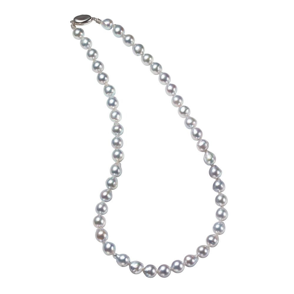 ≪80cm≫ 7.5mmアコヤバロックパール ネックレス（ブルー系） 真珠 パール ジュエリー アクセサリー J73806