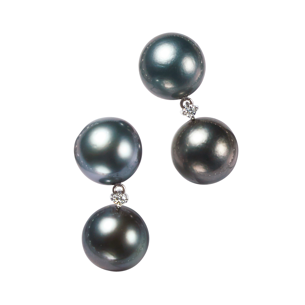 SO　PT900＋K18WG 黒蝶真珠＆アコヤ真珠ダブルパールピアス SO PT900＋K18WG 黒蝶真珠＆アコヤ真珠ダブルパールピアス 楽天