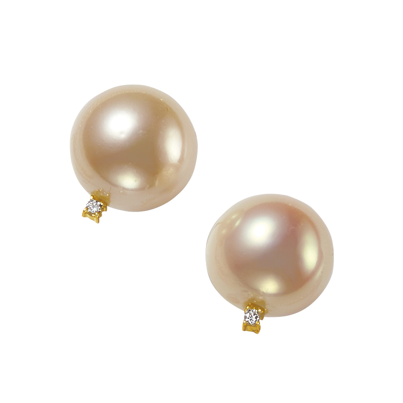 ペルルデミ K18 12mm淡水パール・ダイヤ ピアス 真珠 パール ジュエリー アクセサリー J73910