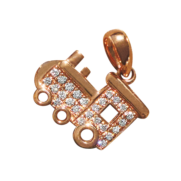 K18PG 0.1ctダイヤ 汽車 ペンダントヘッド ダイヤモンド ジュエリー アクセサリー J74609