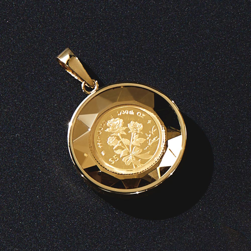 純金 1/30オンス バラ コイン ペンダントヘッド ペンダントトップ チャーム ジュエリー アクセサリー J75212