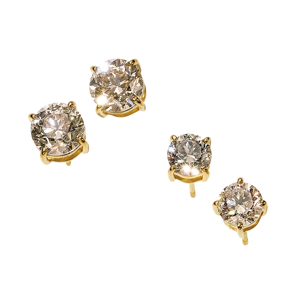 ≪1ctダイヤ≫ K18 ブラウンダイヤ ピアス（グレード付き） ダイヤモンド ジュエリー アクセサリー J75701