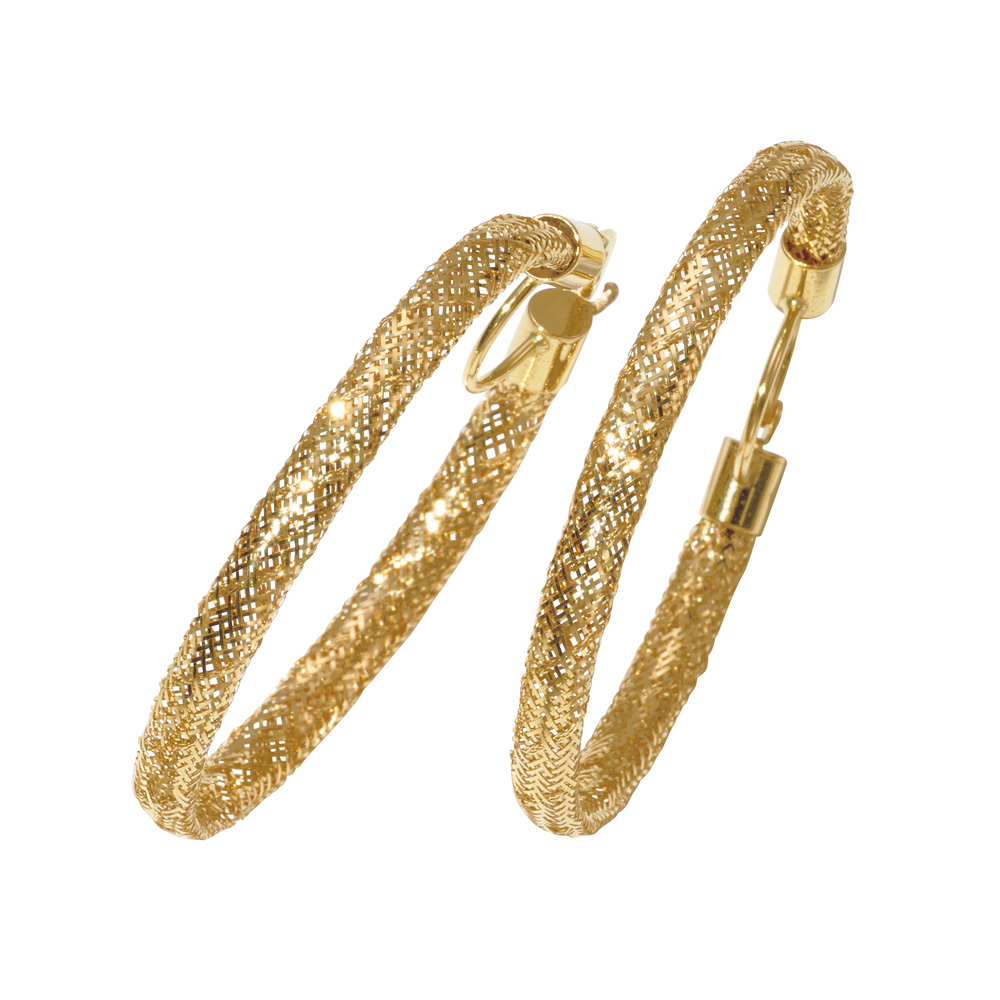 K18 メッシュ フープ ピアス ゴールド製 ジュエリー アクセサリー J75705