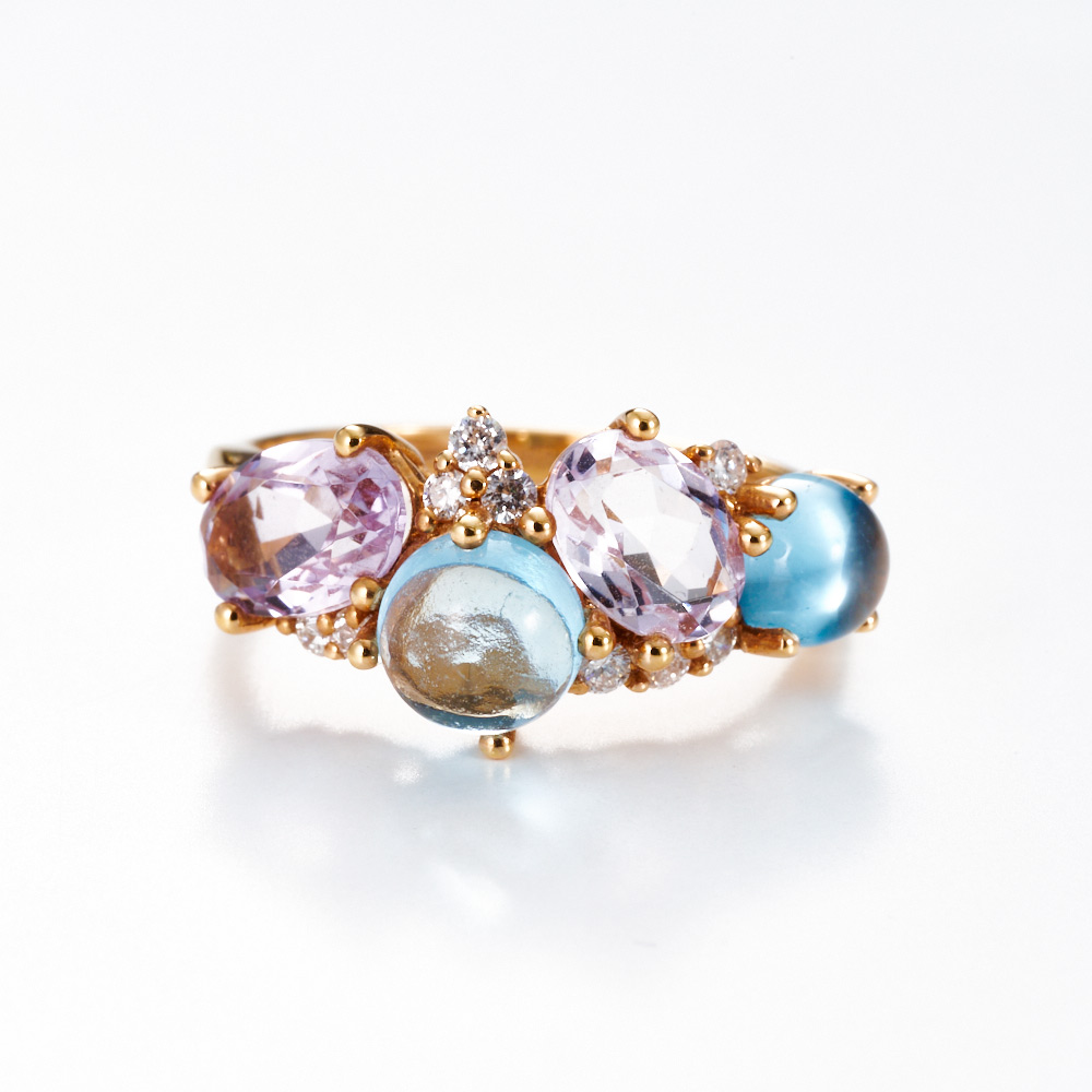 K18PG ブルートパーズ ミックス リング ゴールド製 ジュエリー アクセサリー J76114