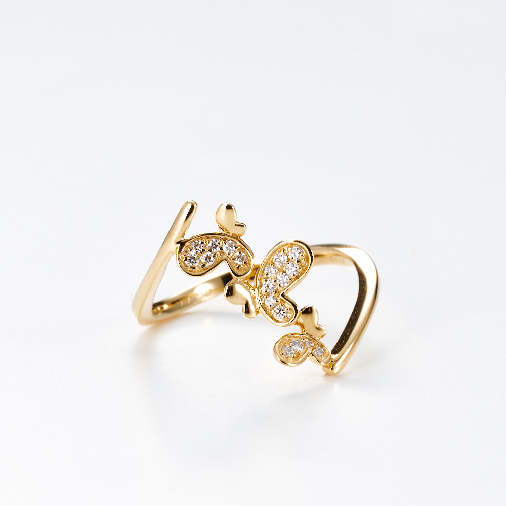 K18蝶のデザインリング 指輪 レディース リング k18 蝶 ピンクゴールドk18 18k 18金