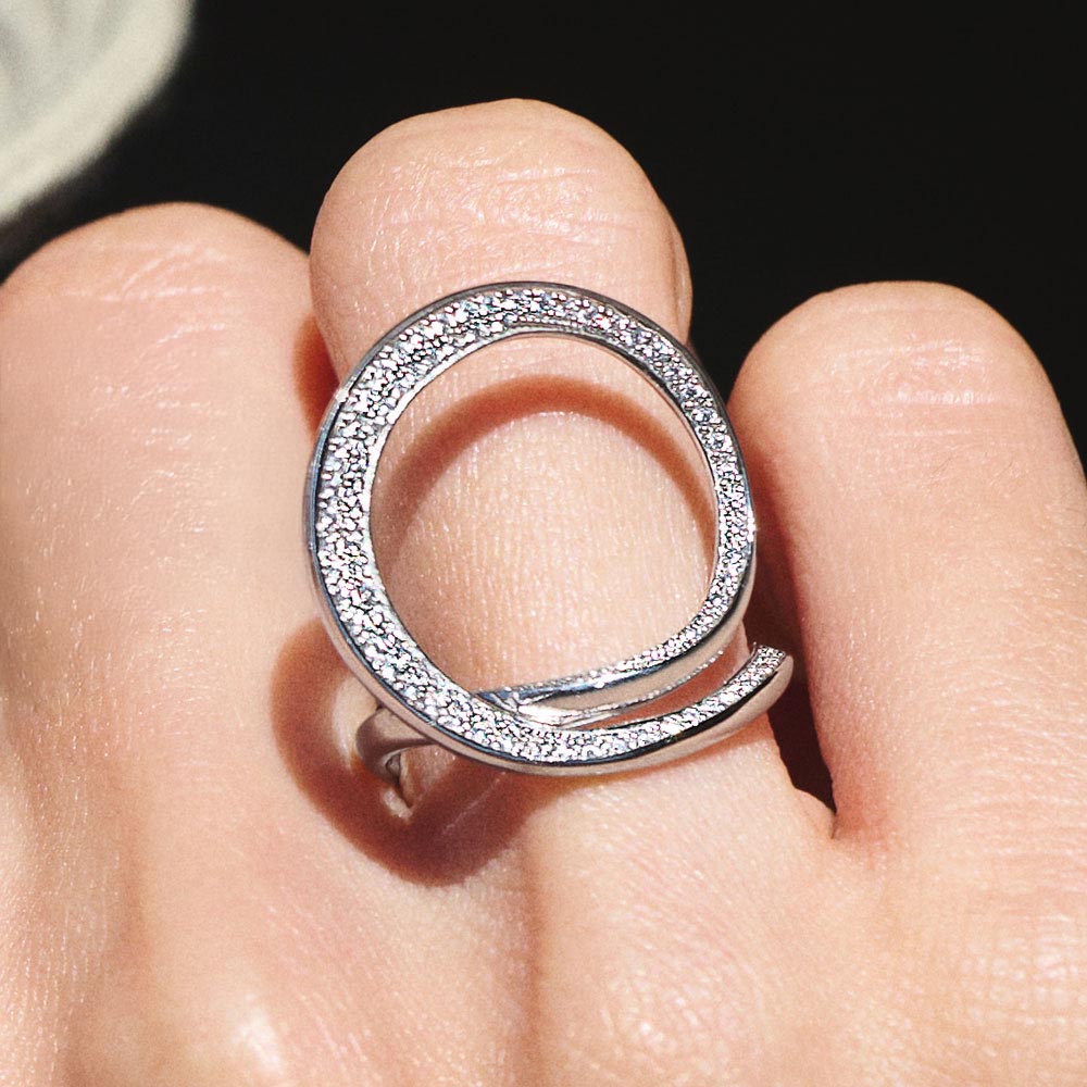 シルバー スパイラル ダイアモンドリング Pt 0.4ctダイヤ スパイラルリング 通販 - ディノス