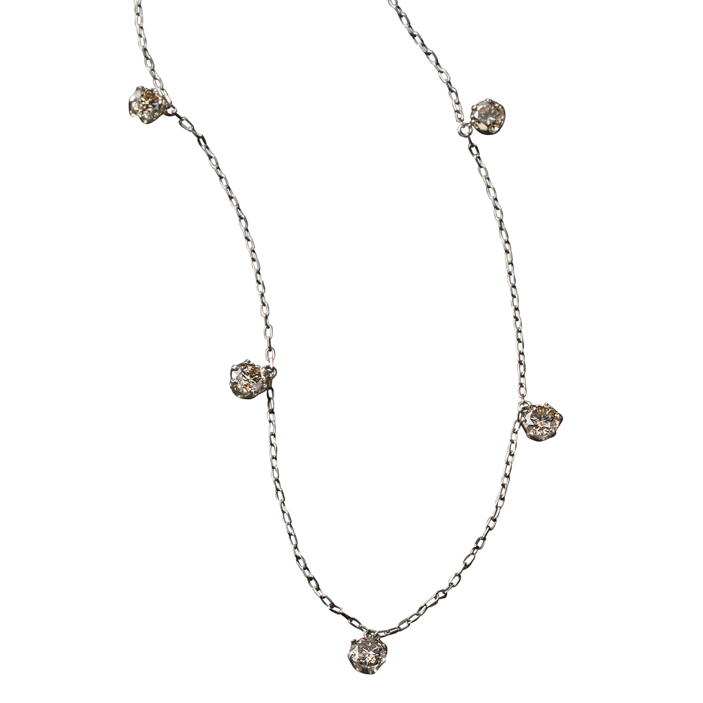 18k ダイヤ 1ct ネックレス ステーションネックレス ダイヤモンドステーションネックレス – K18YG、1.0カラット