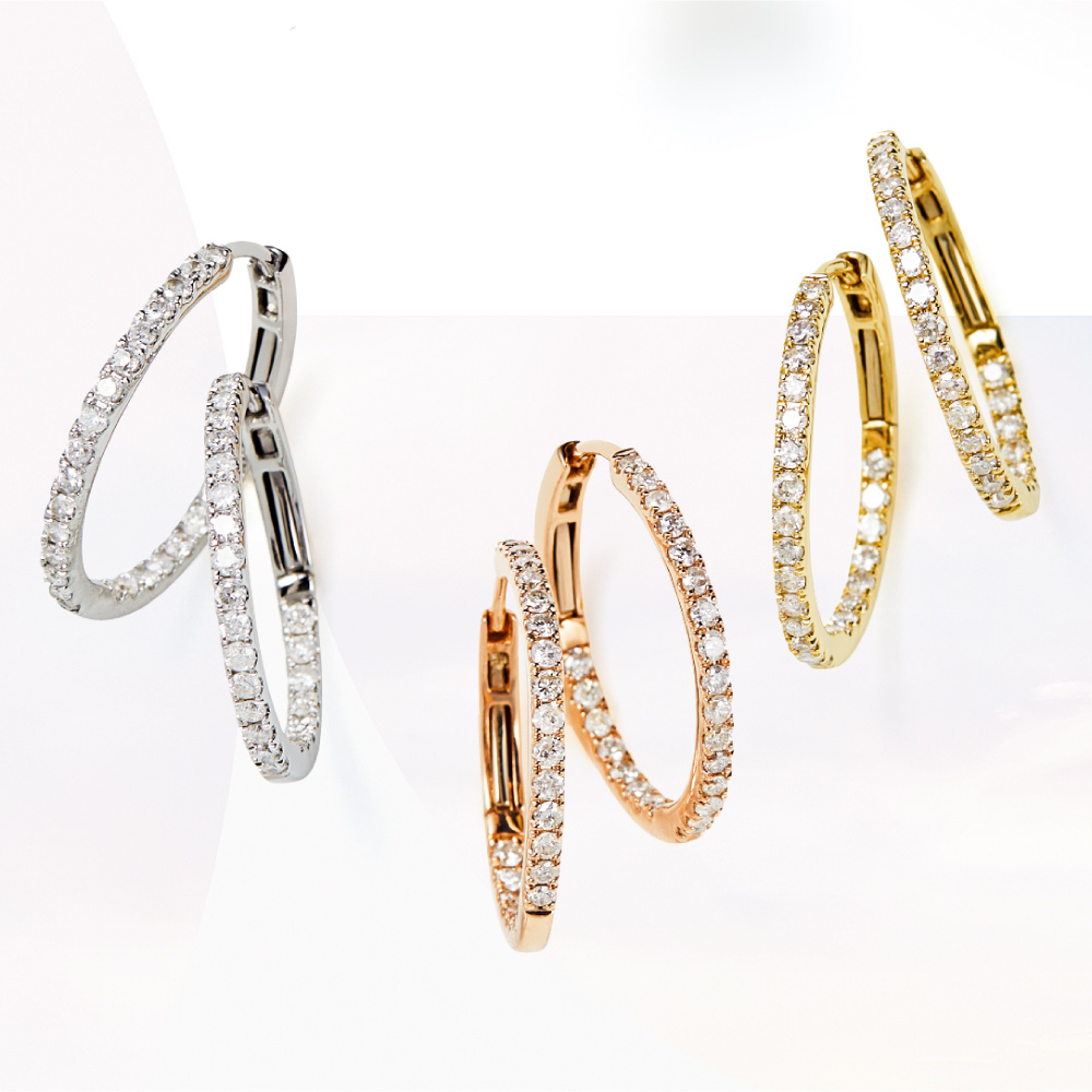 K18 0.5ctダイヤ フープ ピアス ダイヤモンド ジュエリー アクセサリー J00505