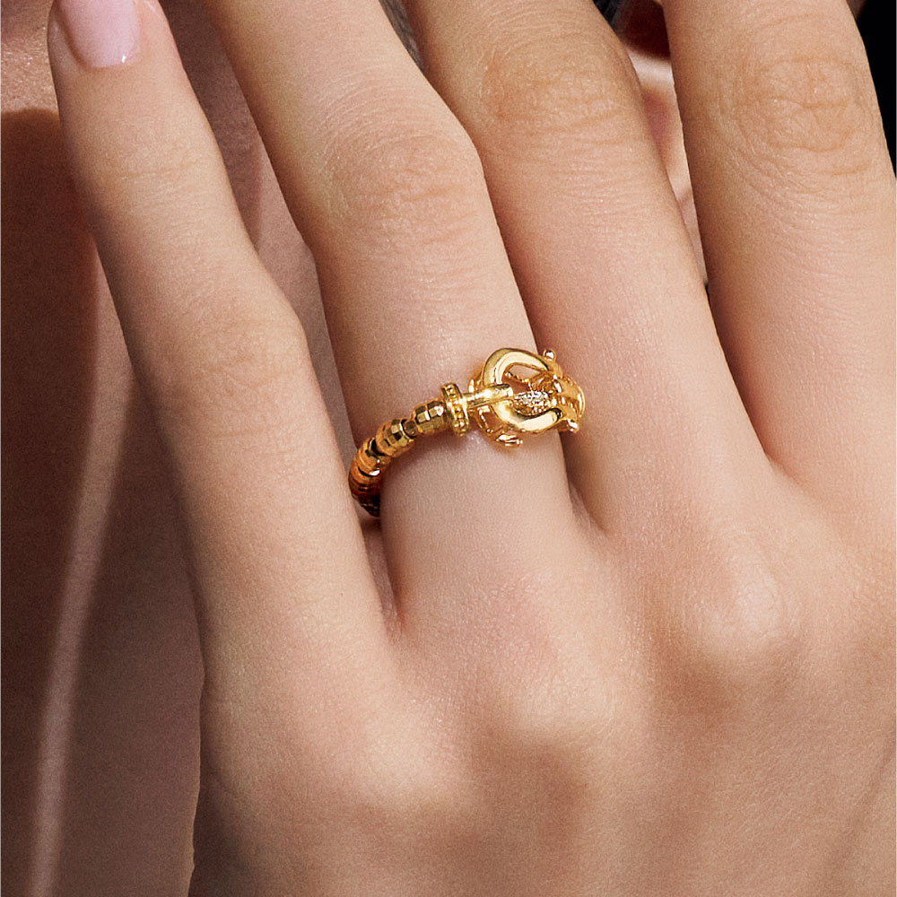 K18 0.1ct ダンシングダイヤ 馬蹄 ストレッチ リング 通販