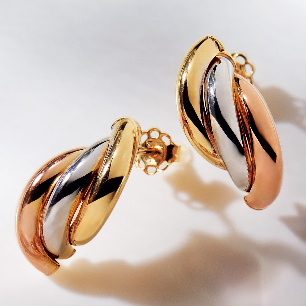 UNOAERRE/ウノアエレコラボ K9 スリーカラー ピアス ゴールド製 ジュエリー アクセサリー J00509