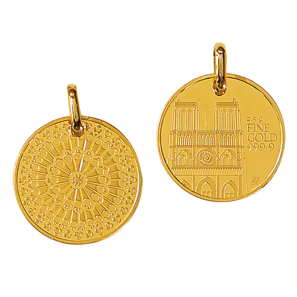 純金 1/20オンス ノートルダムコイン ペンダントヘッド ペンダントトップ チャーム ジュエリー アクセサリー J00607