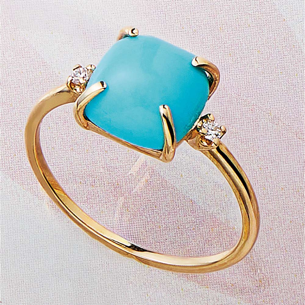 K10 ターコイズ・ダイヤ デザイン リング ターコイズ ジュエリー アクセサリー J01210