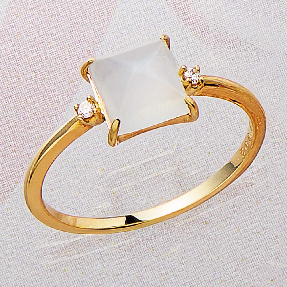 K10 ムーンストーン・ダイヤ デザイン リング ゴールド製 ジュエリー アクセサリー J01211