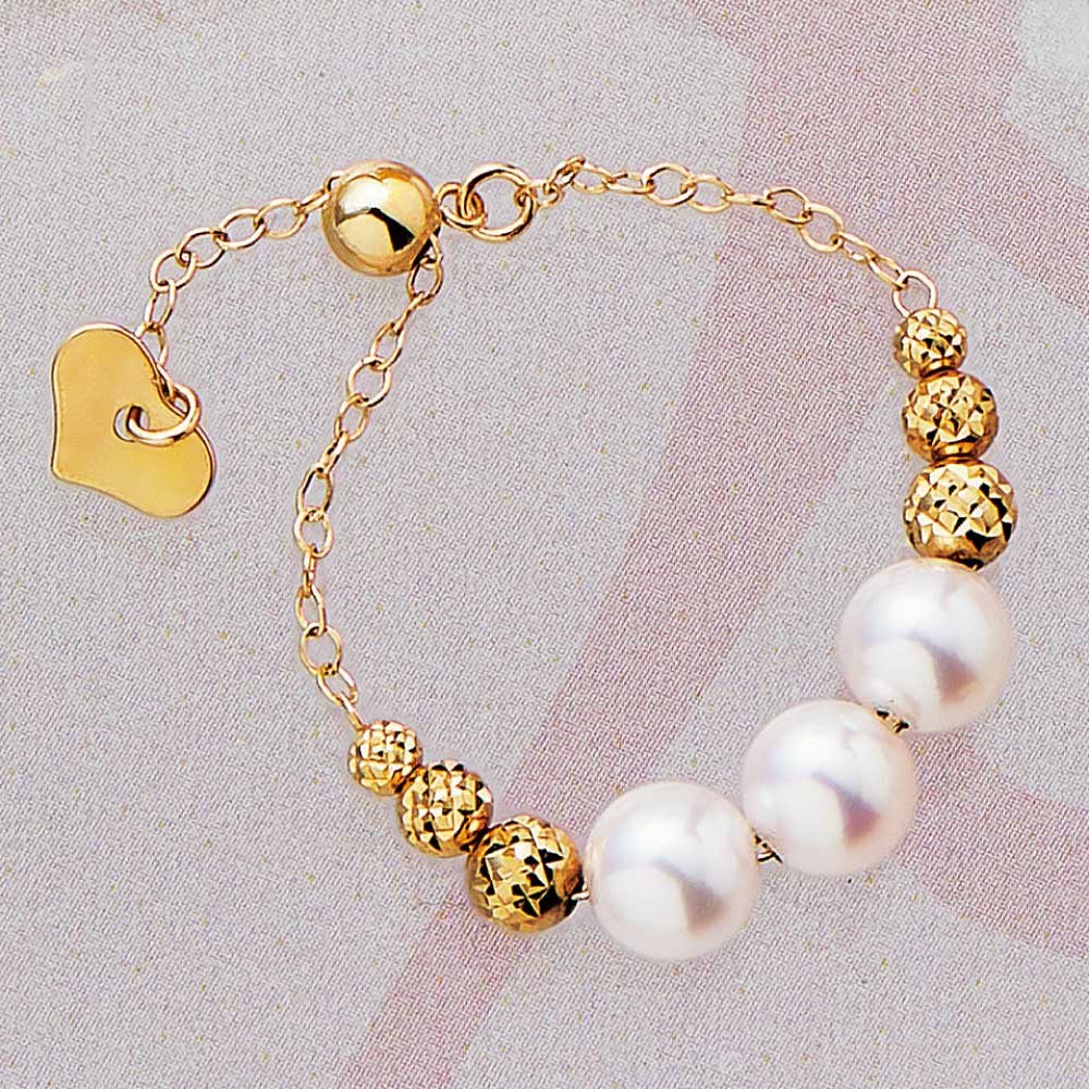 K18 4.5mmアコヤパール チェーン リング 真珠 パール ジュエリー アクセサリー J01212