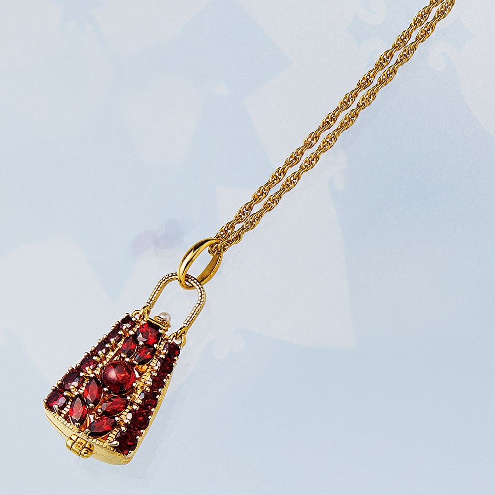 ROKUZAN/碌山 SV ガーネット バッグモチーフ ロケットペンダント シルバー製 ジュエリー アクセサリー J01303