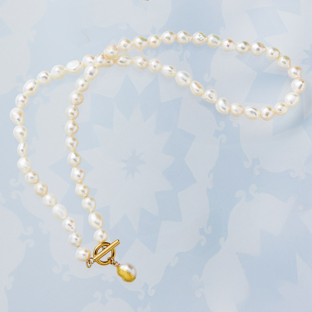 nico/ニコ SV 淡水バロックパール 金箔 ネックレス シルバー製 ジュエリー アクセサリー J01305