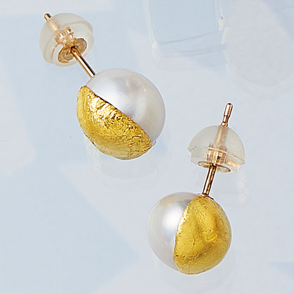 nico/ニコ K10 淡水バロックパール 金箔 ピアス 真珠 パール ジュエリー アクセサリー J01307