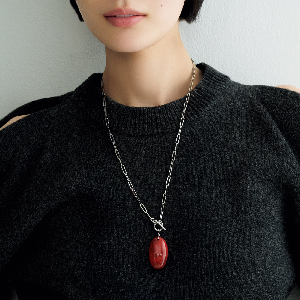 YUKIKO OKURA/ユキコ・オオクラ オオイソバナ珊瑚 ペンダント 水牛 べっ甲 珊瑚 ジュエリー アクセサリー J01603