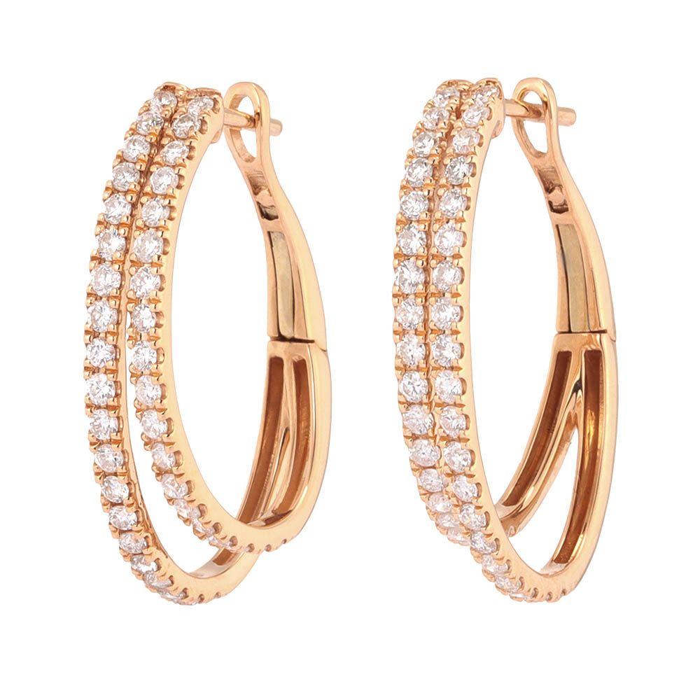 K18 0.8ct 2連フープピアス ダイヤモンド ジュエリー アクセサリー J07404