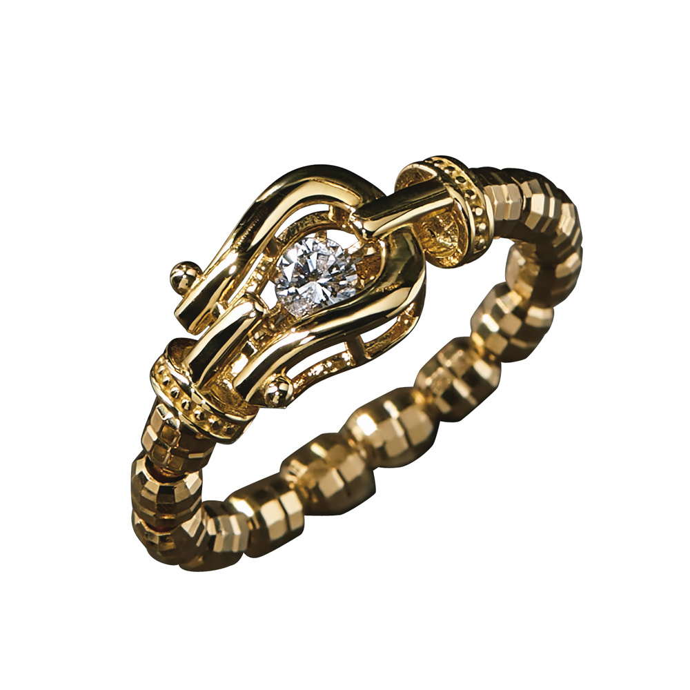 K18 0.1ctダンシングダイヤ 馬蹄ストレッチリング ダイヤモンド ジュエリー アクセサリー J07607