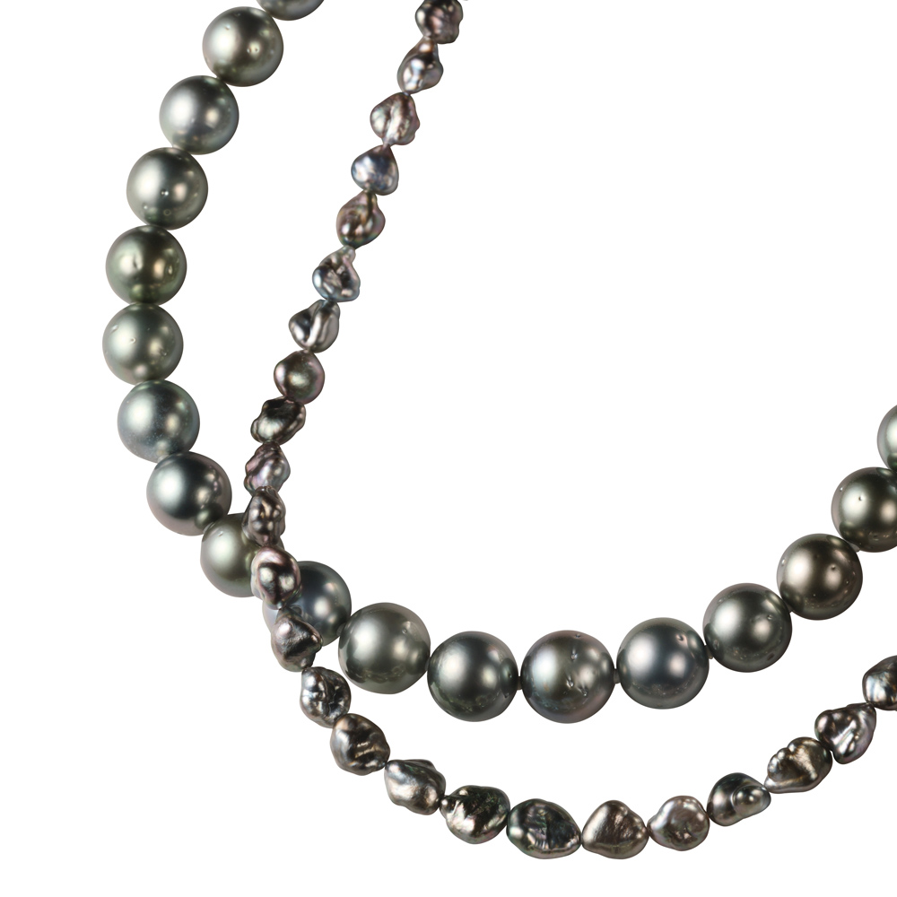 11-13mm黒蝶グレーパール ネックレス 真珠 パール ジュエリー アクセサリー J08004