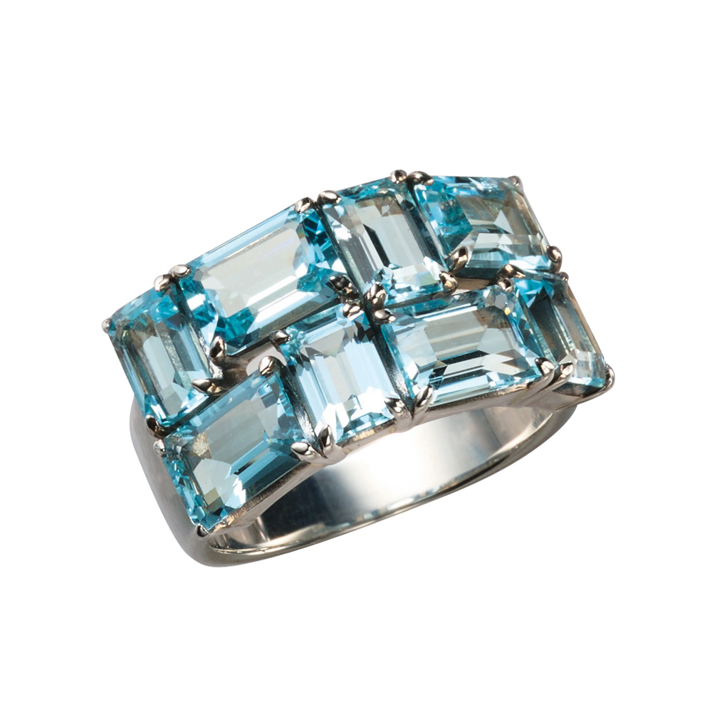 ROKUZAN/碌山 SV ブルートパーズバゲットカット リング シルバー製 ジュエリー アクセサリー J08210