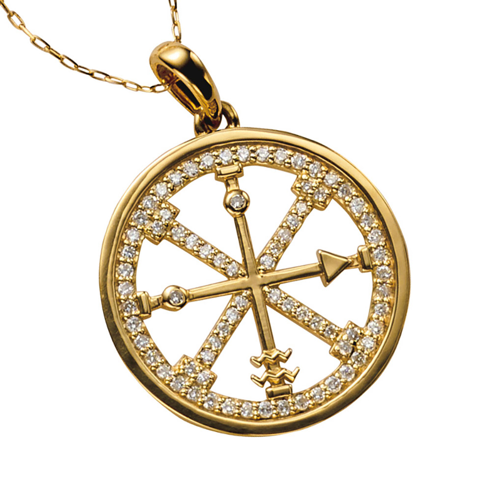 K18 0.25ctダイヤ 羅針盤 ペンダントヘッド ダイヤモンド ジュエリー アクセサリー J08314