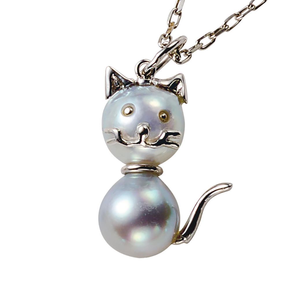 Pt アコヤバロックパール ペンダントヘッド (ネコ) 真珠 パール ジュエリー アクセサリー J08402
