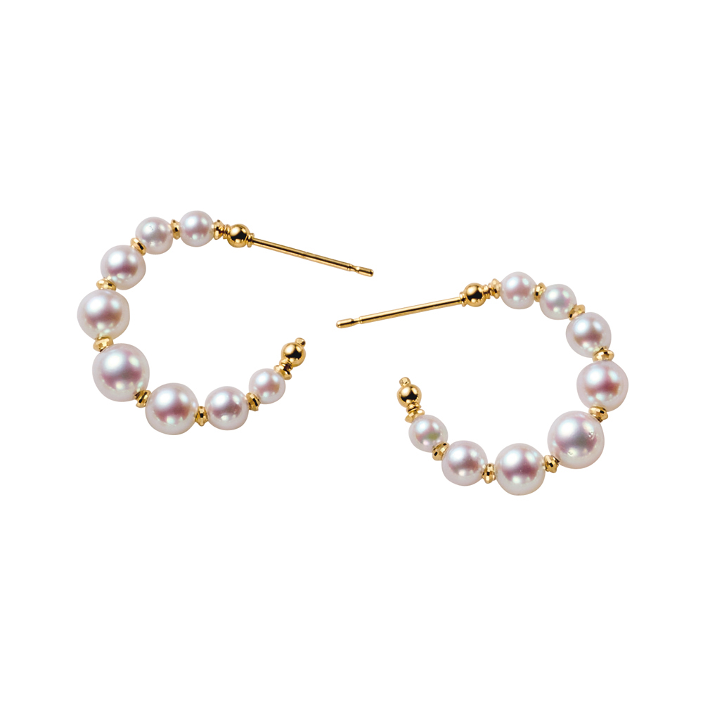 K18 アコヤベビーパール フープピアス 真珠 パール ジュエリー アクセサリー J08407