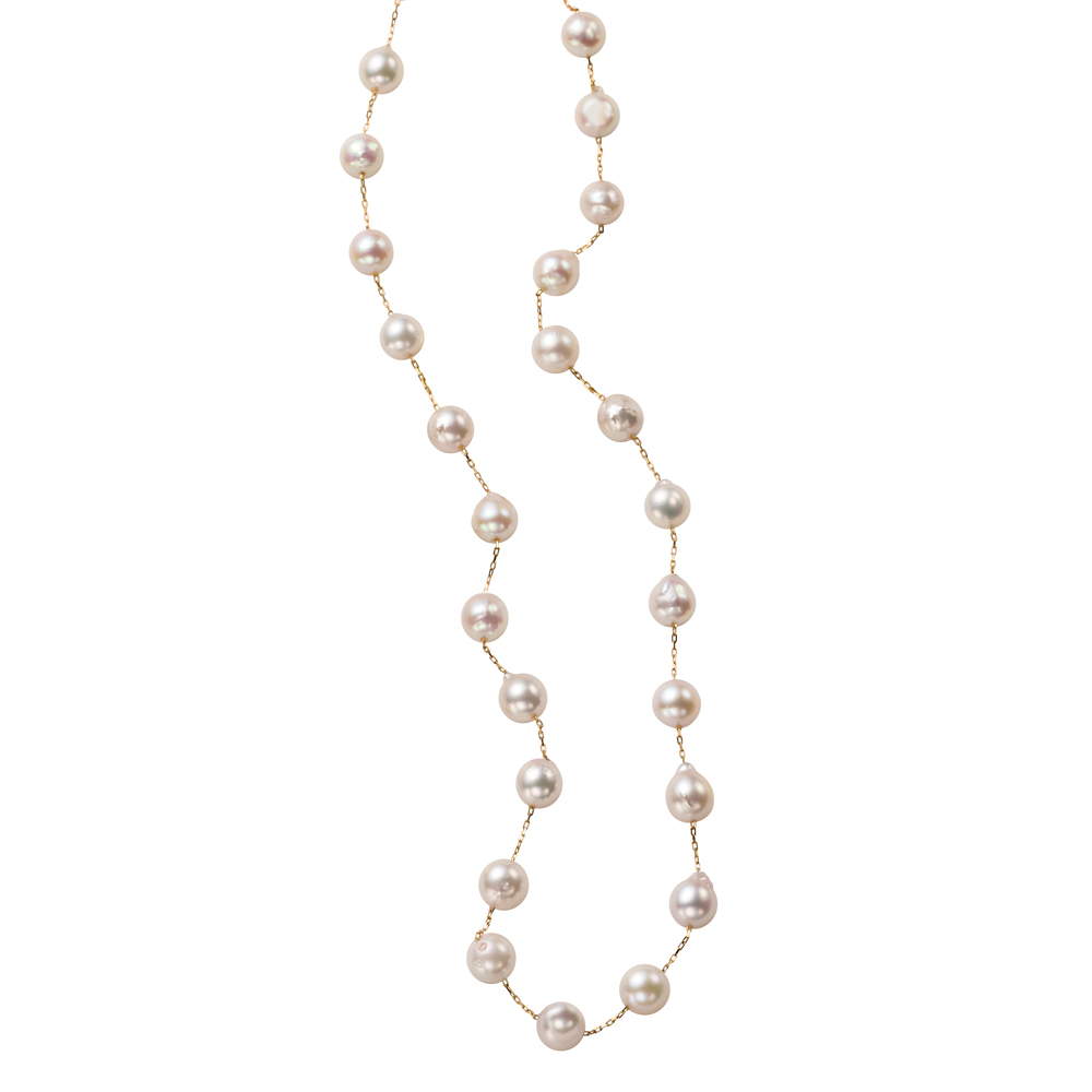 K10 アコヤベビーパール ステーションネックレス 真珠 パール ジュエリー アクセサリー J08411