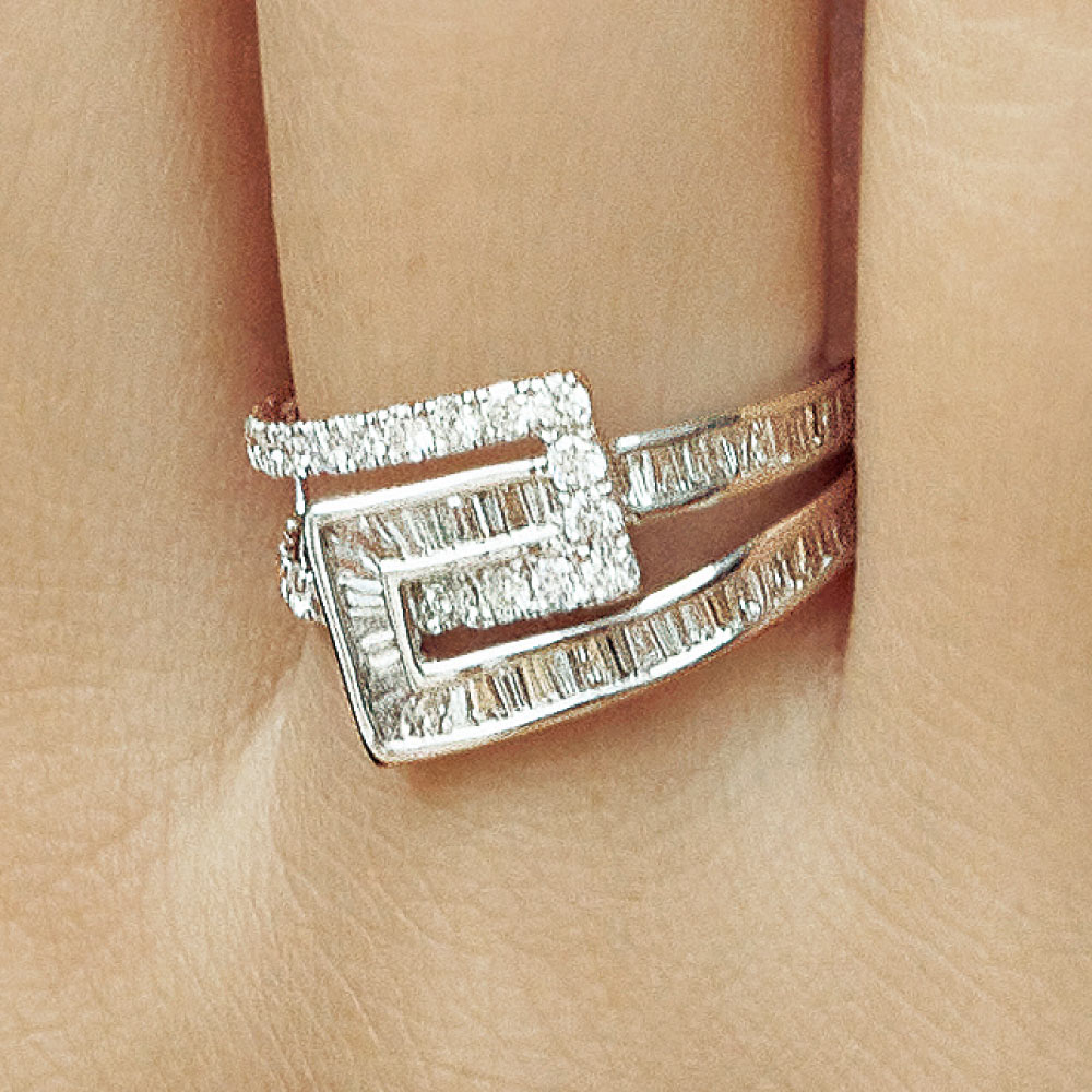 Pt 1ctバゲットダイヤ デザイン リング リング 指輪 ジュエリー アクセサリー J09411