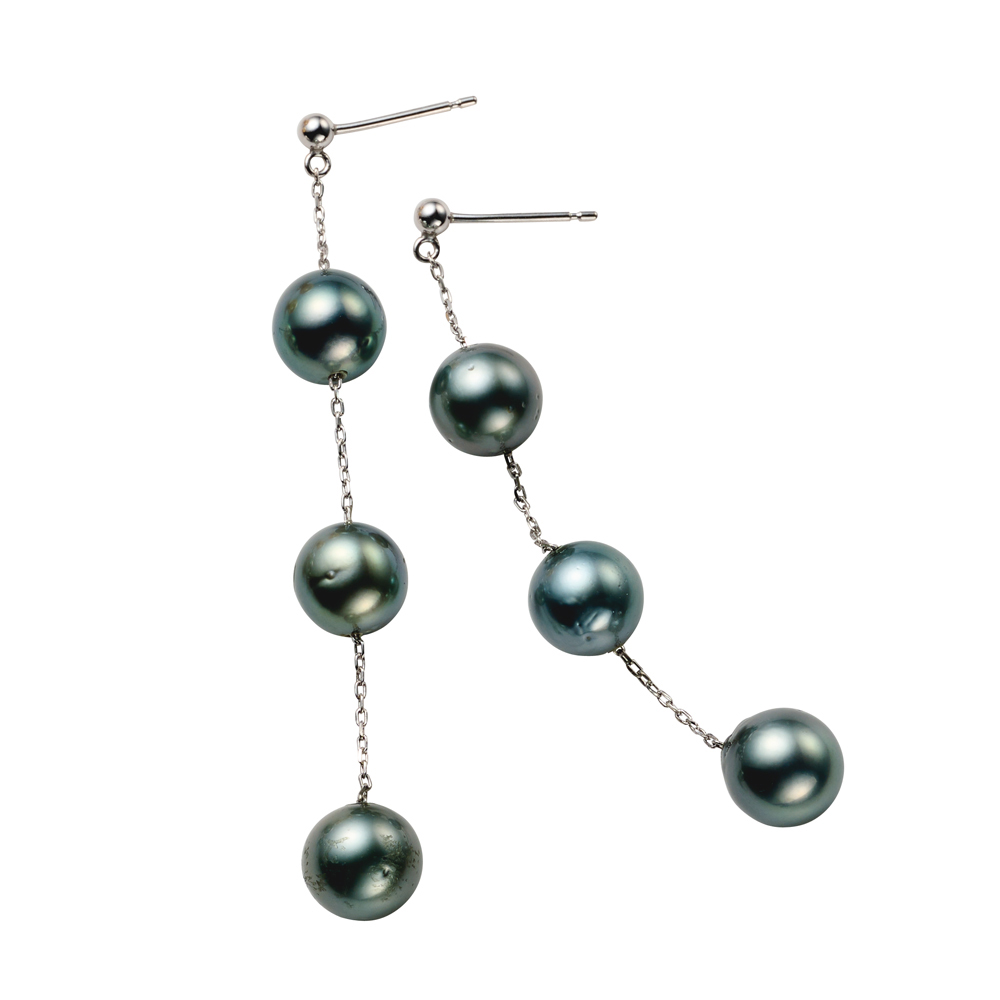 Pt ブラックパール スイングピアス 真珠 パール ジュエリー アクセサリー J09507