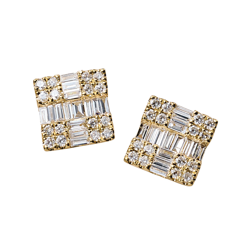 K18 0.8ctバゲットダイヤ ピアス 通販 - ディノス