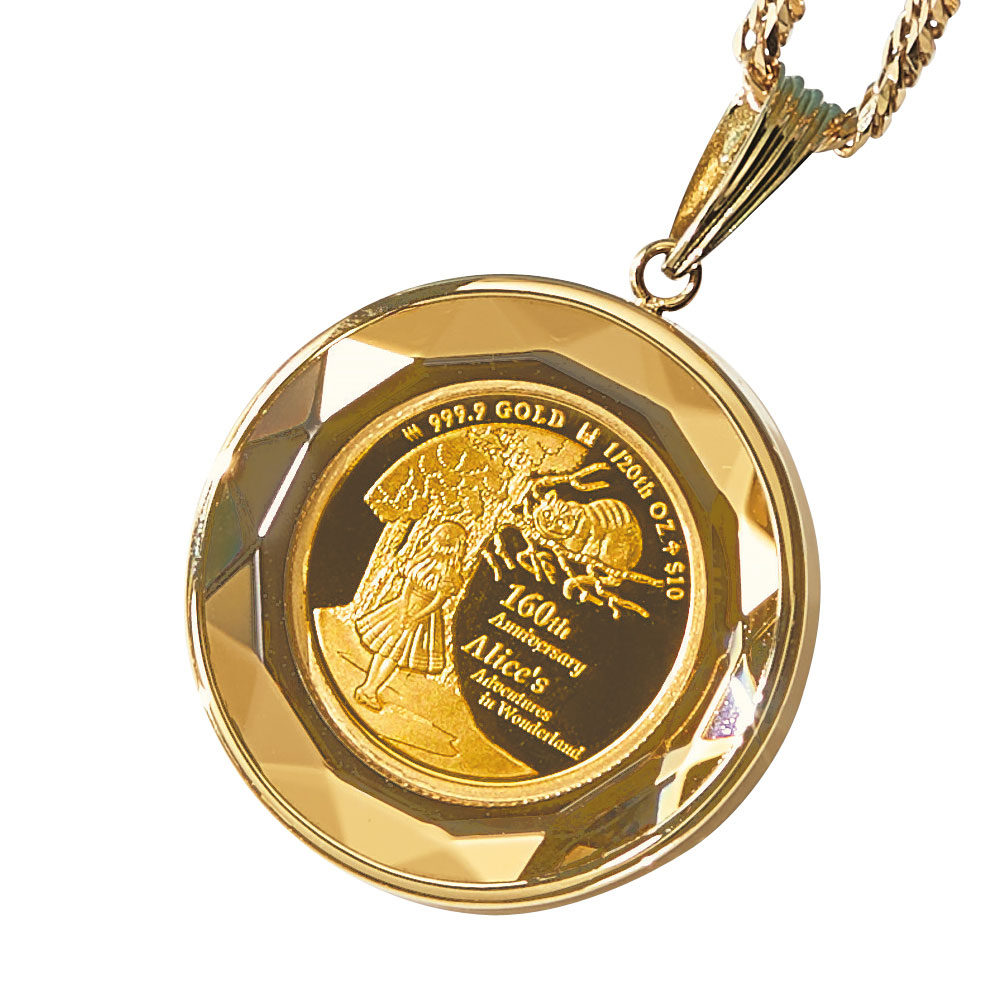 純金 1/20オンス アリスコイン ペンダントヘッド ペンダントトップ チャーム ジュエリー アクセサリー J09901