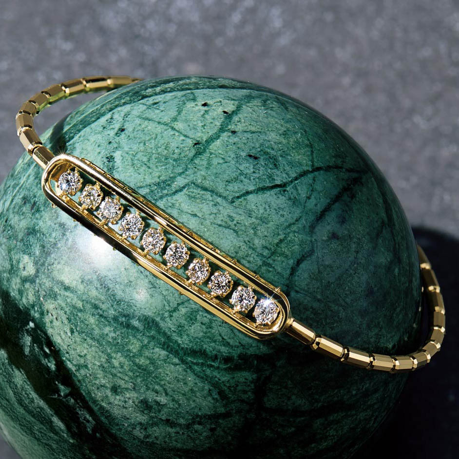 K18 0.5ctダンシングダイヤ ストレッチ バングル ダイヤモンド ジュエリー アクセサリー J10246