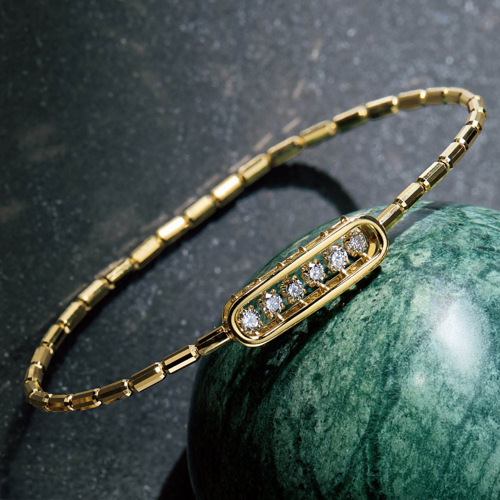 K18 0.3ctダンシングダイヤ ストレッチ バングル ダイヤモンド ジュエリー アクセサリー J10248