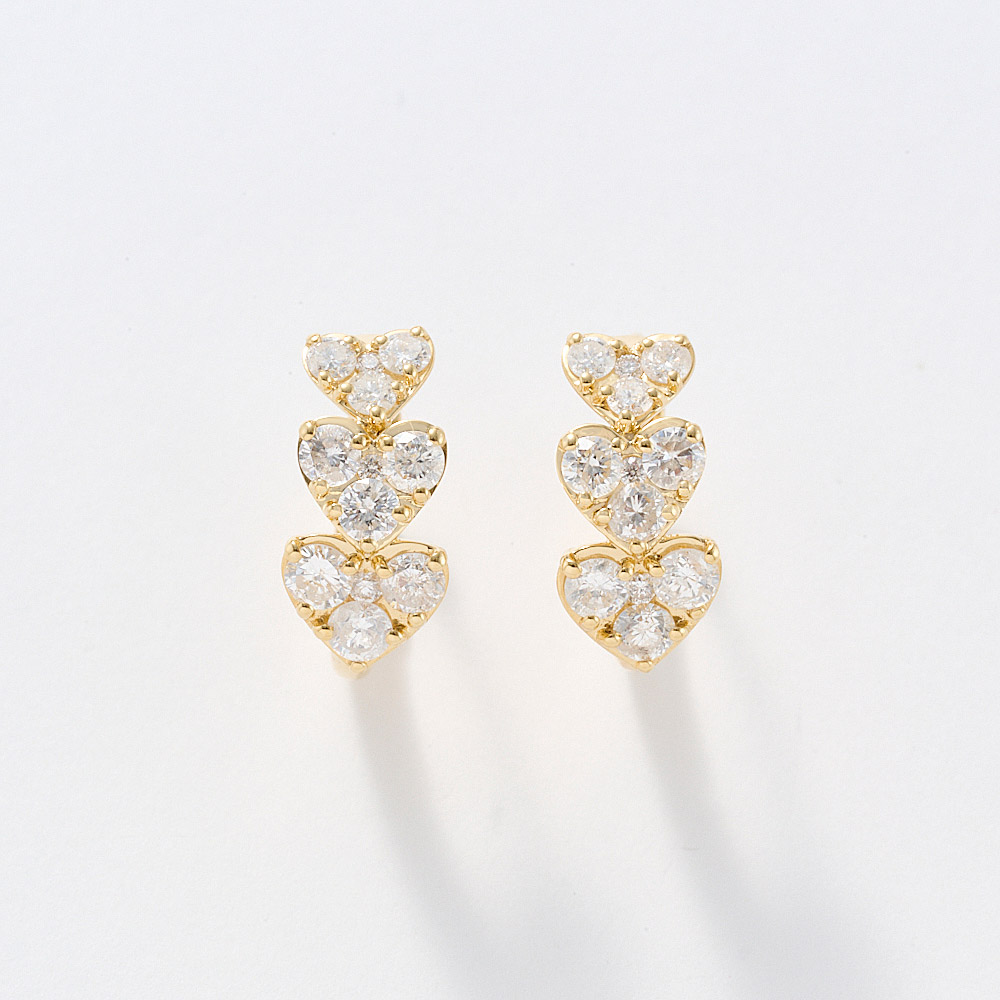 K18 1ctダイヤ ハート フープピアス ダイヤモンド ジュエリー アクセサリー J13407
