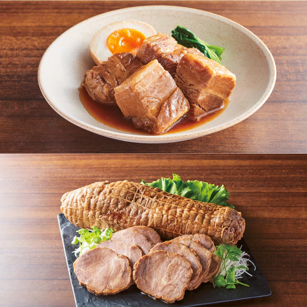 お肉屋さんが作った肉総菜 豚角煮 3袋・本格チャーシュー1本セット 肉加工品 肉 卵 乳製品 FK1113