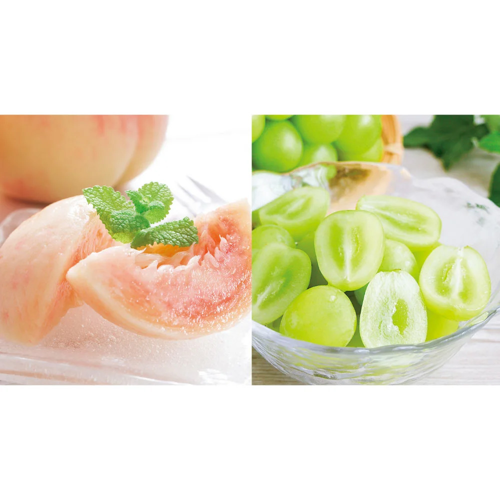 山梨産 シャインマスカット＆白桃セット 計1.5kg【通常（7月中旬頃-）お届け】 フルーツ 野菜 果物 FJ0120