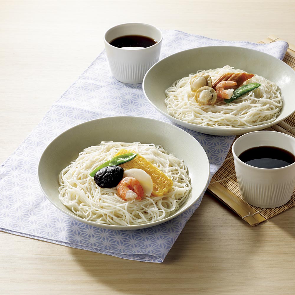 レンジで簡単！揖保乃糸 五目&海鮮そうめんセット 各3袋 計6袋 麺類 お米 パン FJ0338