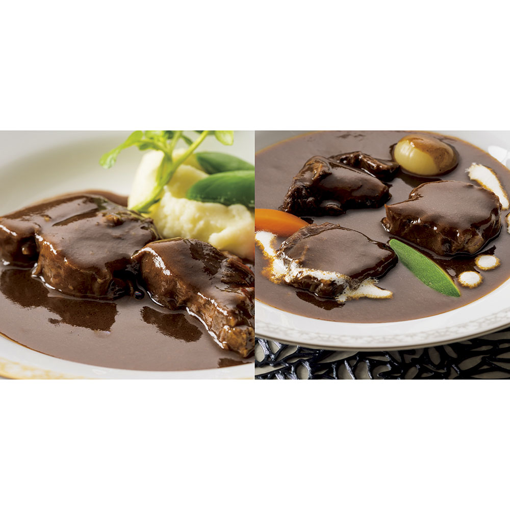 【お試し】有名シェフ監修グルメ頒布会 11月お届け 「モルソー」秋元さくら監修 国産牛すね肉の赤ワイン煮込み2袋と国産牛のビーフシチュー2袋 洋惣菜 お惣菜 FJ0530