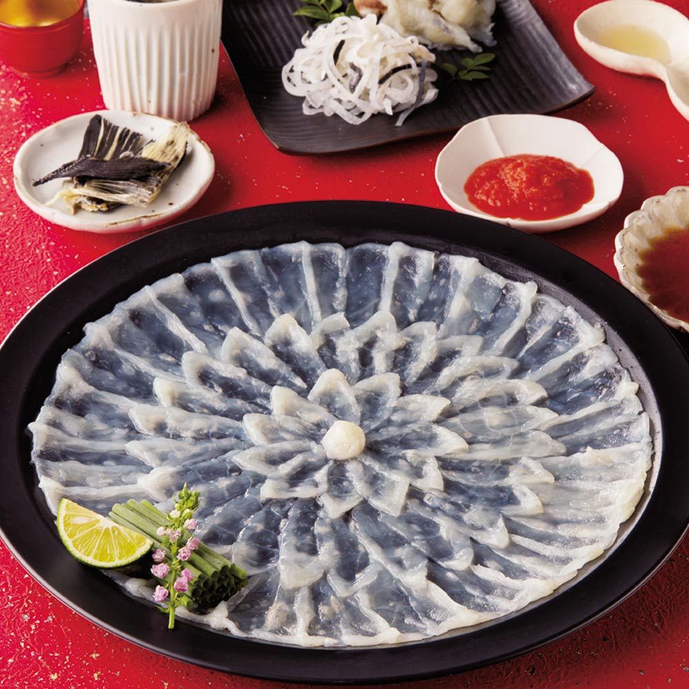 ≪通常お届け≫ ディノスオリジナル「ふく太郎本部」 とらふぐ刺盛り(4人前) 魚 海産 生鮮品 海産物 FJ1333