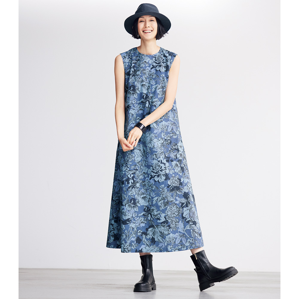 marimekko プリントシルクドレス シャツ  絹シフォンジョーゼット