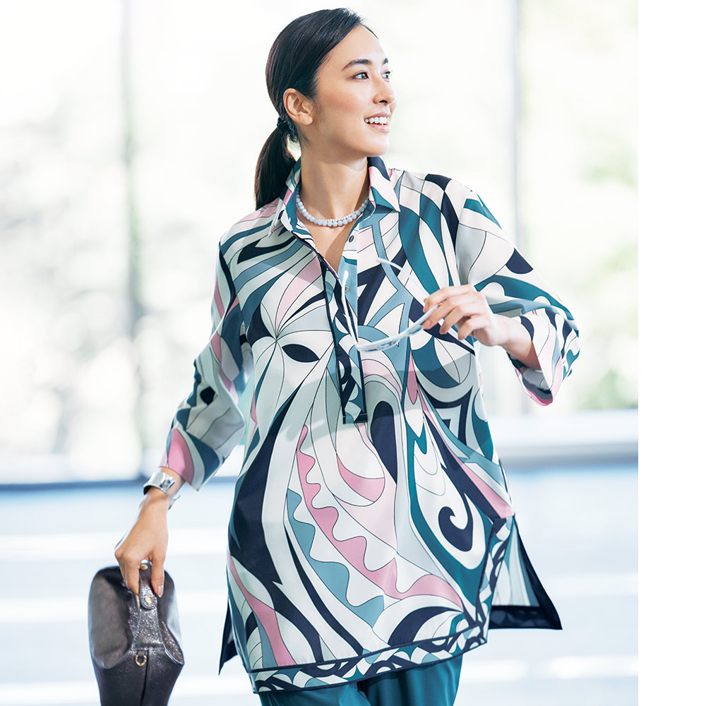 TUNIC 鴨居羊子 総柄 パジャマ プルオーバー チュニック TUNIC